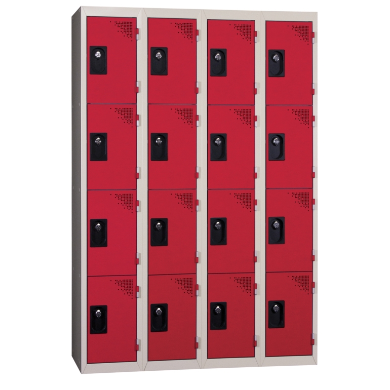 vestiaires multicases 4 colonnes monobloc rouge