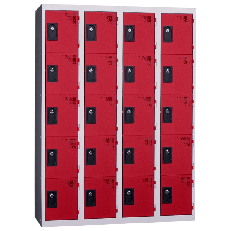 armoire casier 4 colonnes monobloc rouge 