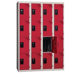 vestiaire multicases 4 colonnes 4 cases rouge