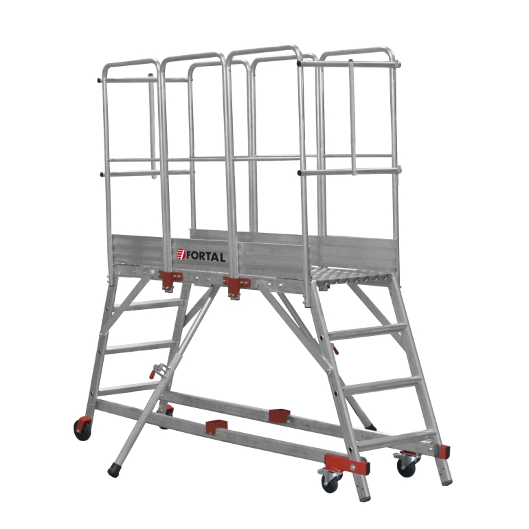 Escabeau roulant double accès en aluminium