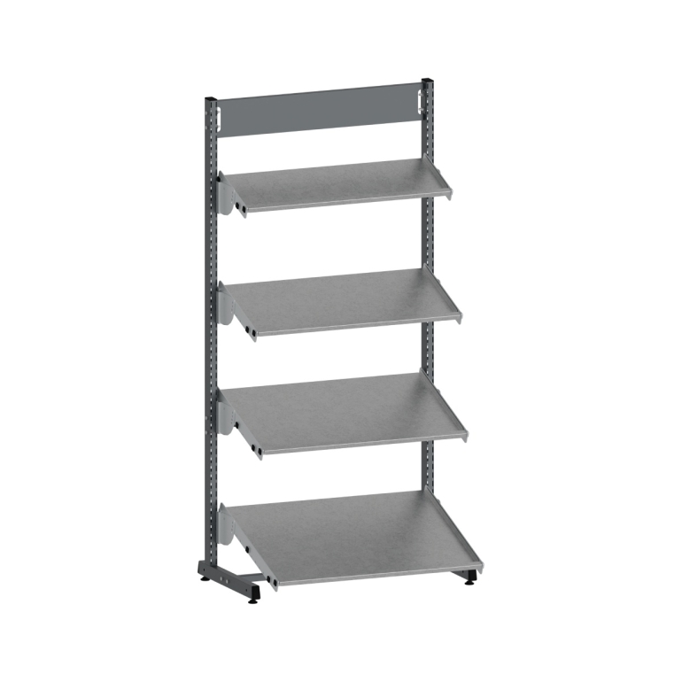 Meuble Kombineo équipé de 4 tablettes modulaires avec recouvrement tôlé